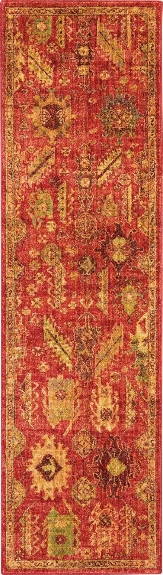 Nourison Jewel JEL04 5&3x22 x 7&5x22 Red Area Rug