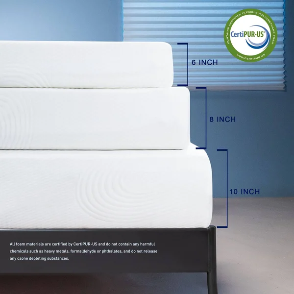 Subrtex Breathable 10-in California King Memory Foam Mattress in White, SBTJYCD1006