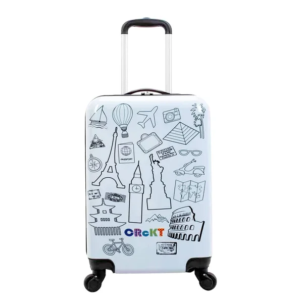 Crckt 21x22 Kids& Drawable Hardside Carry on Spinner Suitcase - Travel Icons