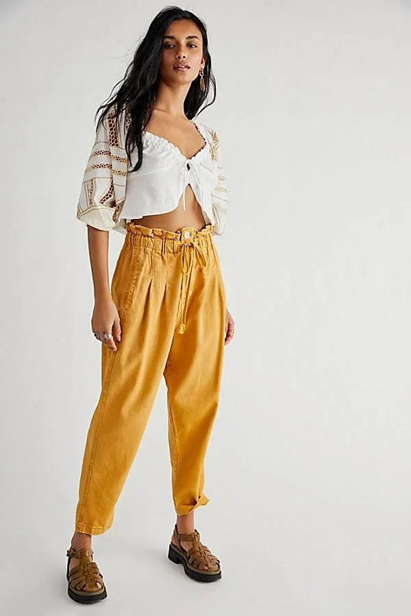 Margate Pleated Trouser by We The Free at Free People in Yellow, Size: S