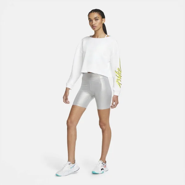 Nike Women's Femme Cropped Training Crew Sweatshirt - Large, White