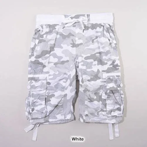 Southpole Mens Jogger Shorts with Cargo Pockets, Grey/Black, M