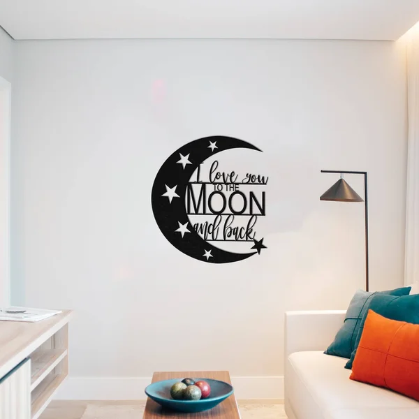 I Love You to The Moon and Back - Metal Wall Art - 18x22 x 18x22, Hammer Copper