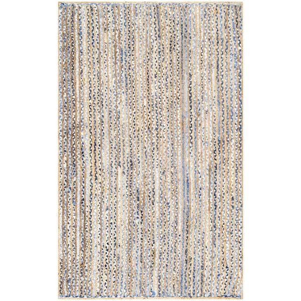 nuLOOM Hand Braided Striped Dara Jute Area Rug, Blue