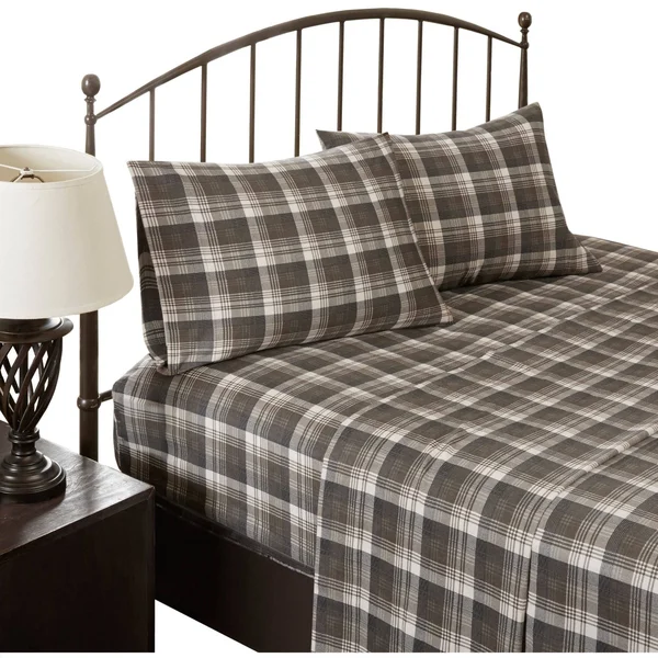 Woolrich Cotton Flannel Brown Sheet Set - Cal King