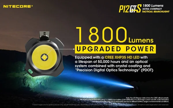 Nitecore P12GTS 1800 Lumen LED Tactical Flashlight