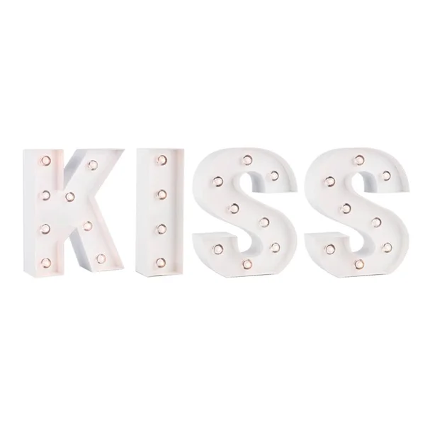 Fantado White MARQUEE Light Word &Kiss& LED Metal Sign (8 inch - Battery Operated w/ Timer) by PaperLanternStore, Wedding &Kiss&