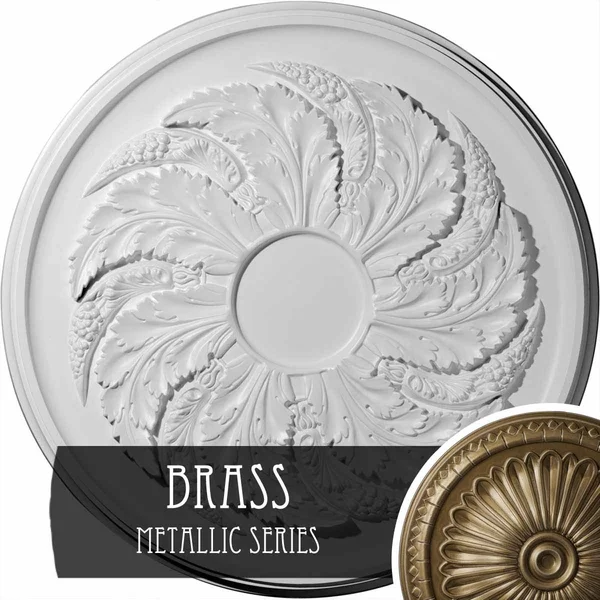 42 1/8 inchod x 1 7/8 inchp Sellek Ceiling Medallion (Fits Canopies Up to 9 inch), Hand-Painted Brass