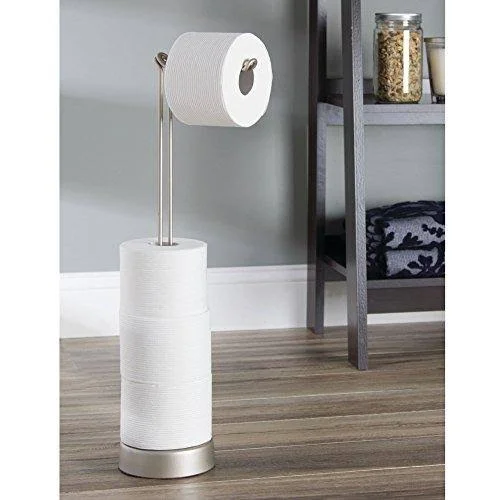 iDesign Classico Freestanding Toilet Tissue Holder with Pivoting Arm - Pack of 2 - Matte Satin