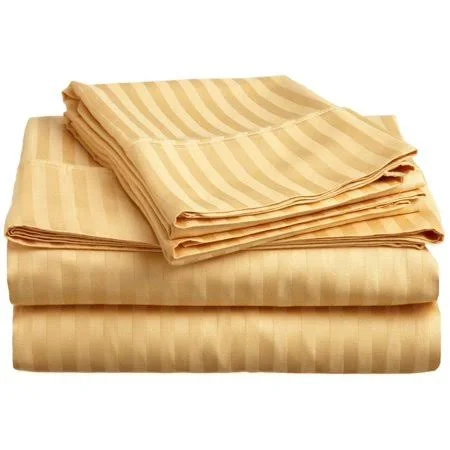GoLinens 300-Thread Count 100% Egyptian Cotton Lightweight Stripes Sheet Set with Deep Pockets Ivory, Cal King, Size: Californi