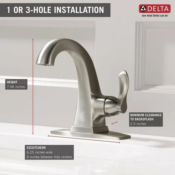 Delta Everly 4 in. Centerset Single-Handle Bathroom Faucet in SpotShield Brushed Nickel