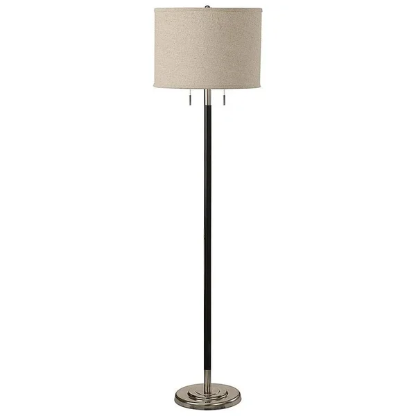 Allen + Roth 62.5-in Satin Nickel Shaded Floor Lamp - 120519