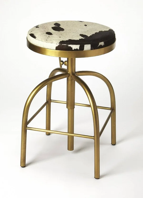 HomeRoots Hair on Hide Leather Bar Stool (389122)