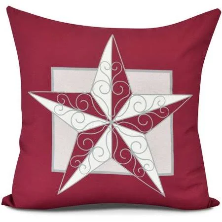 Night Star Geometric Print Pillow, Size: 20 x 20 inch, Red