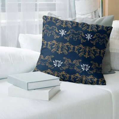 St Louis Football Baroque Square Pillow Cover East Urban Home Color: Navy/Brown/White, Size: 26x22 x 26