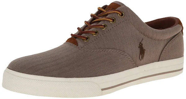 Polo Ralph Lauren Vaughn Chambray Herringbone Sneakers Men's Shoes 2033733 - 9.5 - Dark Khaki