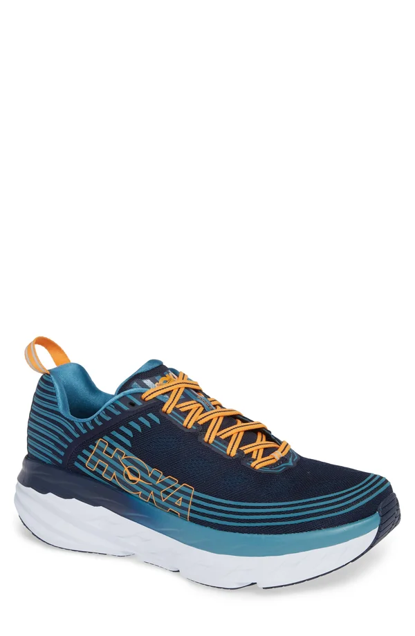 Hoka One One Men's Bondi 6 Running Sneaker, Black Iris/Storm Blue, Size 9.5M