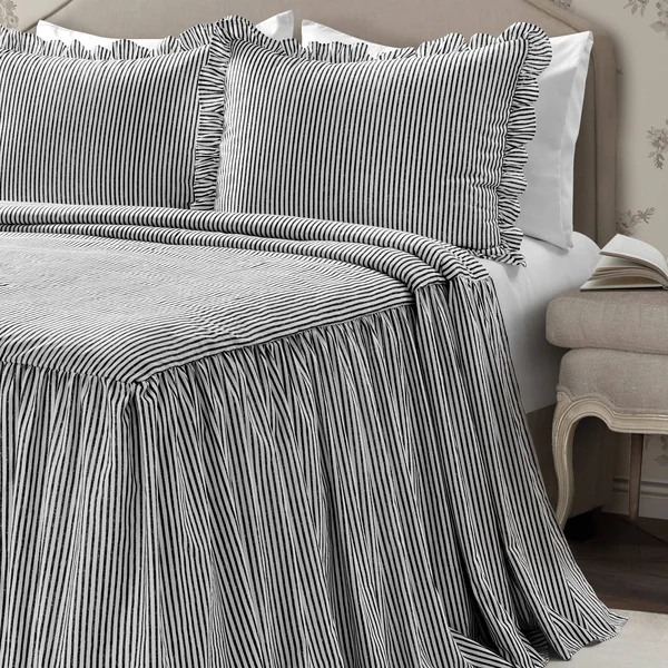 The Gray Barn Lazy Acres Ticking Stripe Bedspread Set - Blush - Twin