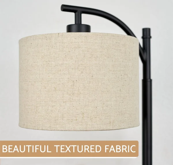 Kira Home York 18x22 Minimalist Arc Table Lamp w/ 2.0 Amp USB Charging Port, Honey