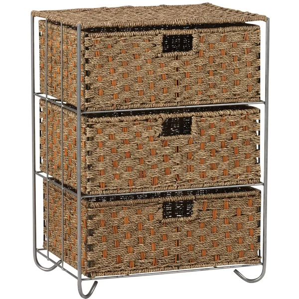 Household Essentials Seagrass - Rattan 3 Drawer Unit
