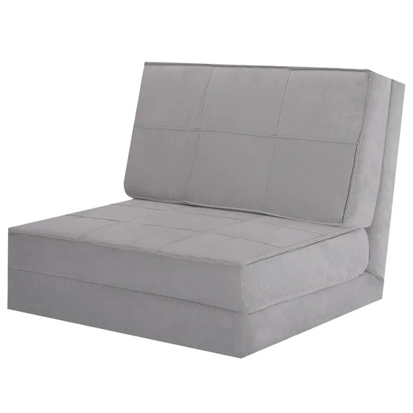 Costway Convertible Fold Down Chair Flip Out Lounger Sleeper Bed Couch - Grey