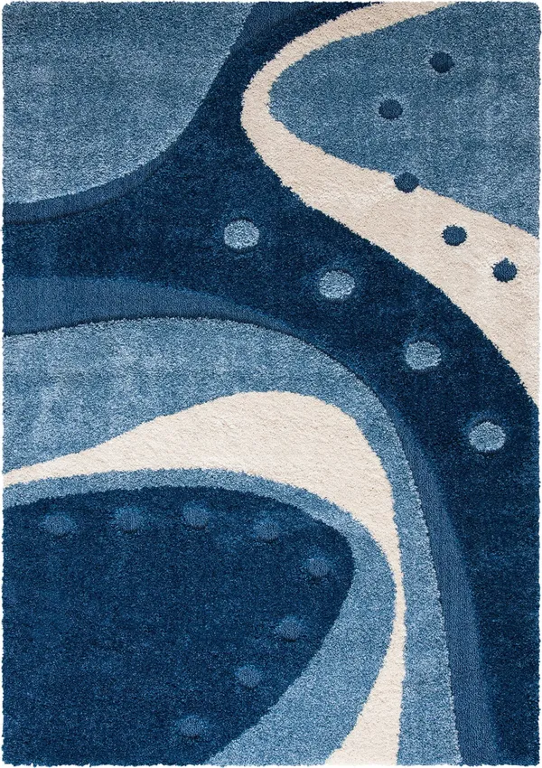 Safavieh 8& x 10& Shag Florida Shag 473 Dark Blue, Ivory Rug