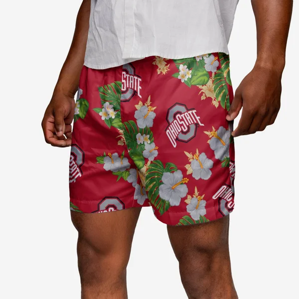 Ohio State Buckeyes Floral Swimming Trunks, Mens Size: 2XL