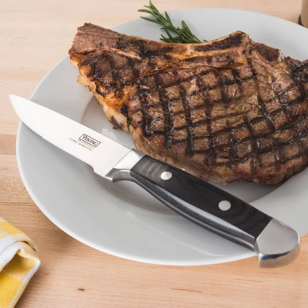 Viking Pakka Wood Steak Knife Set with Rubberwood Box - 6 Piece, Black