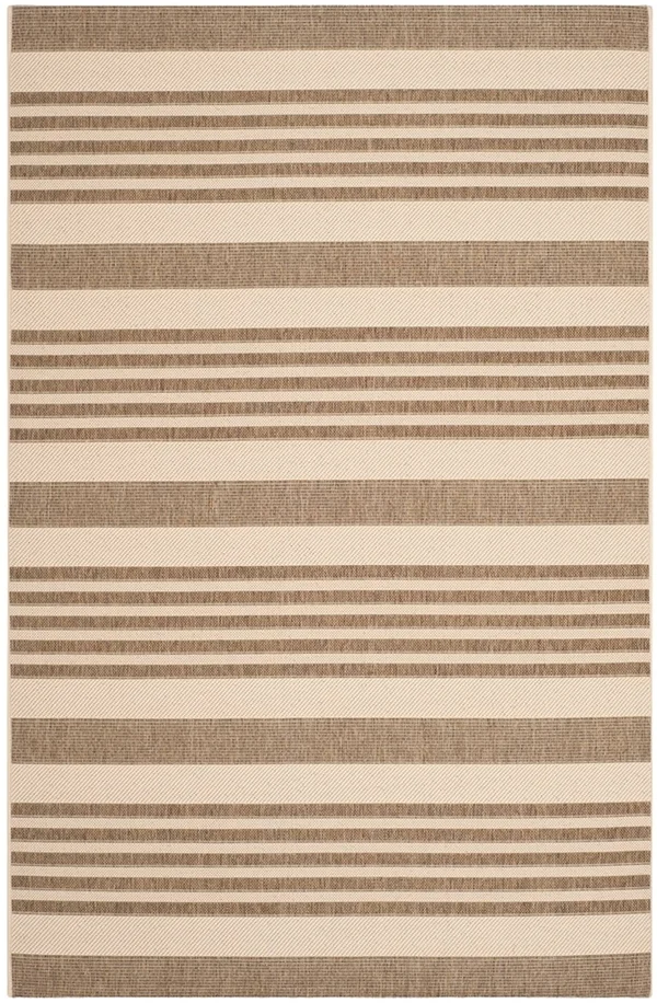 Safavieh Courtyard Brown & Bone 5&-3x22 x 7&-7x22 Indoor/Outdoor Rug