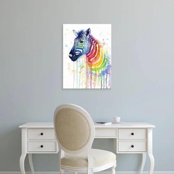 Easy Art Prints Olga Shvartsur's 'Rainbow Zebra' Premium Canvas Art (24 x 18)