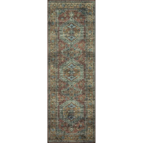 Alexander Home Leanne Traditional Distressed Printed Area Rug - 2&-6x22 x 12& Runner