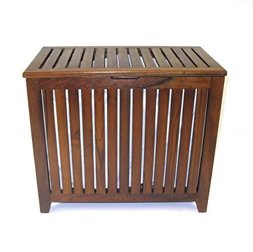 Redmon Genuine Teak Bench Hamper