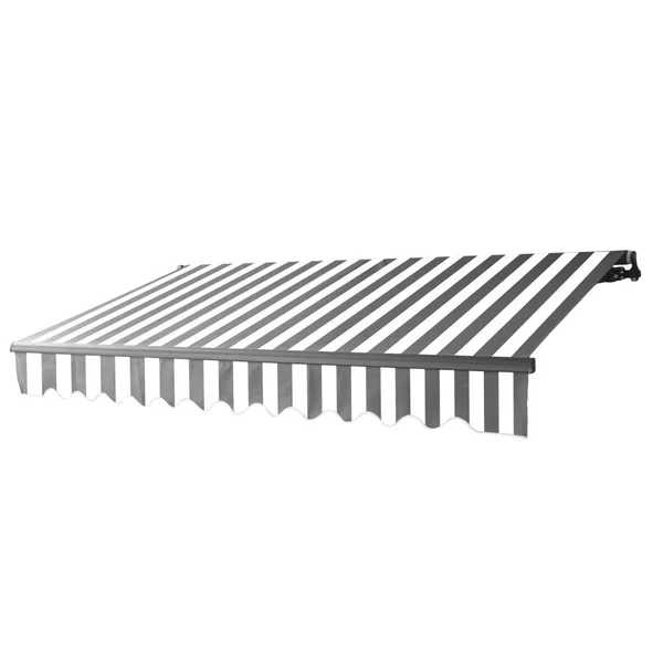 Aleko AB12X10GREYWHT 12 x 10 ft. Black Frame Retractable Home Patio Canopy Awning Grey & White