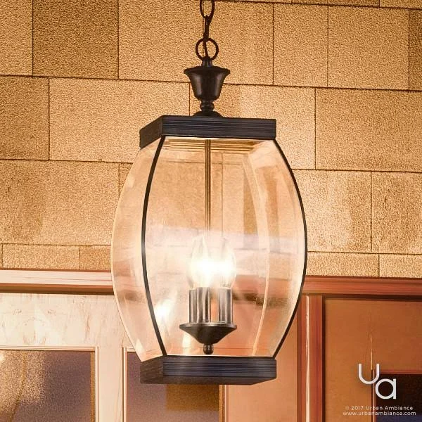 Luxury Colonial Outdoor Pendant Light, Large Size: 20.5x22H x 9x22W, with Transitional Style Elements, Bowed Design, Gorgeous Da