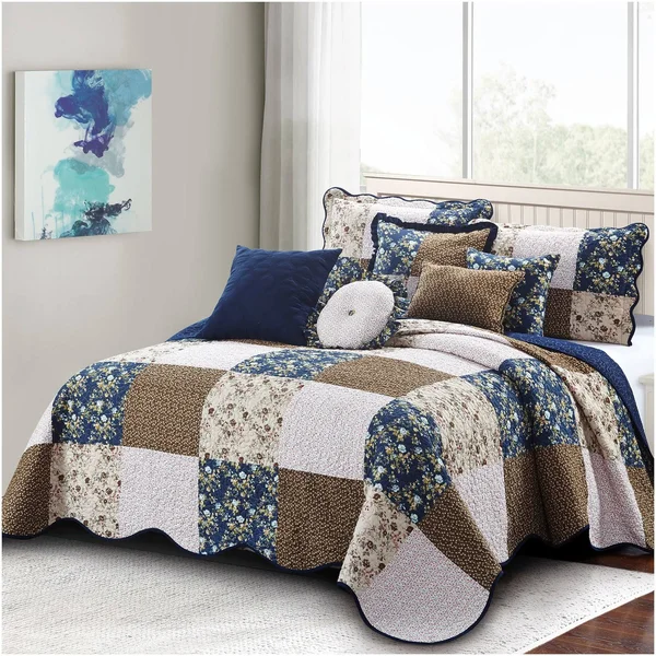 Serenta Patchwork 8 Piece Quilt Set - Red