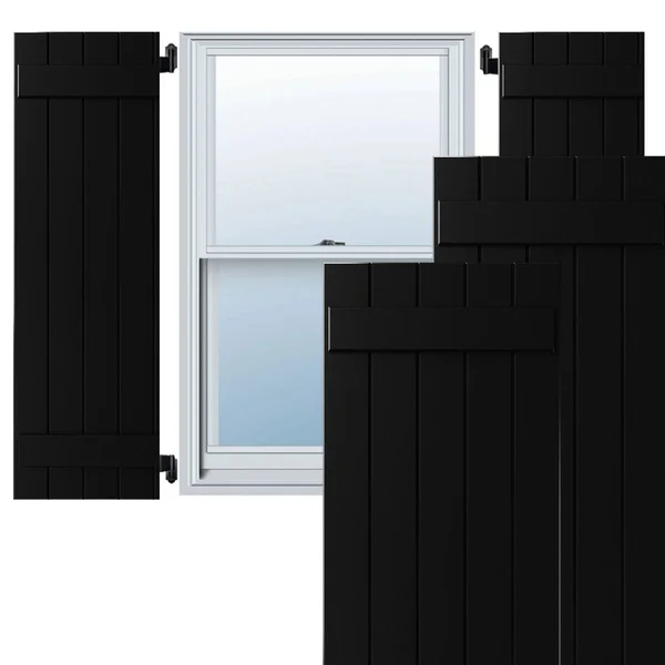 Ekena Millwork CWB18X050BLC 18x22W x 50x22H Exterior Five Board (2 Batten) Composite Board-n-Batten Shutters (Per Pair) - Black