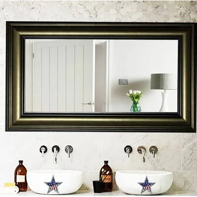 Red Barrel Studio Steiner Stepped Antique Bathroom/Vanity Mirror, Size: 34.75 inch H x 68.25 inch W x 2 inch D, Black