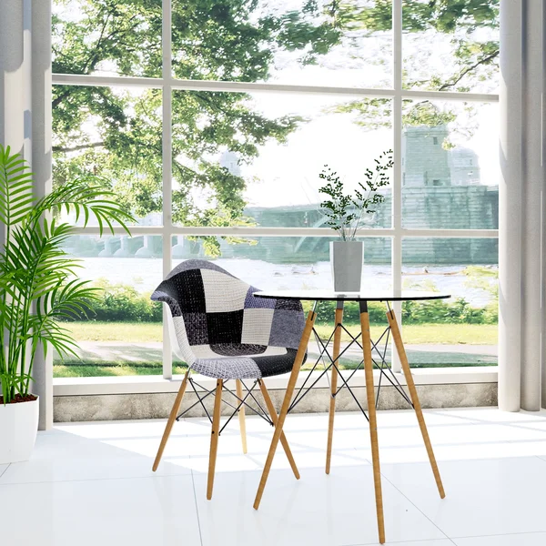 Willow Multi-Colored Patchwork Fabric Eiffel Accent Chair - LeisureMod W24M