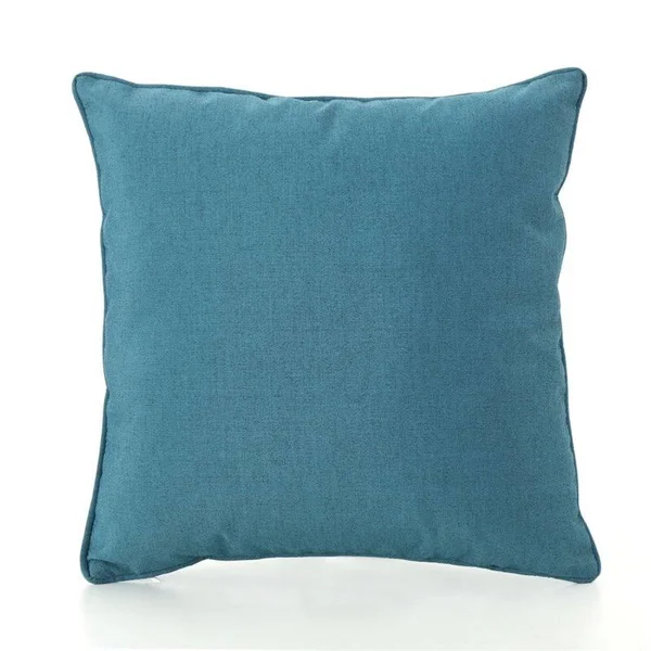 Greylin Outdoor Square Fabric Solid and Chevron Water Resistant Throw Pillows - Set of 4, Dark Teal, White