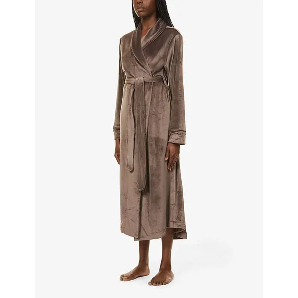 SKIMS Women's Velour Long Robe - Brown - Size M