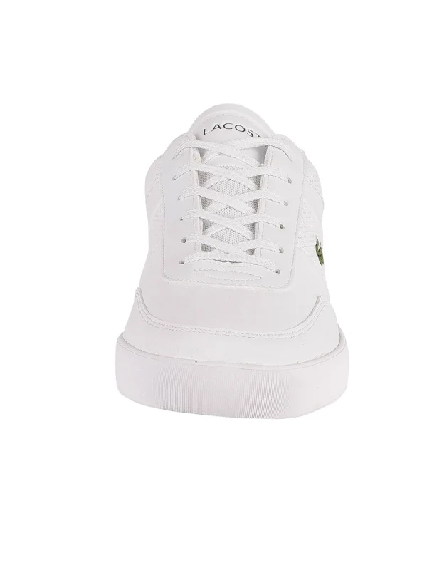 Lacoste Court Master Perf Stripe Sneakers in White Leather