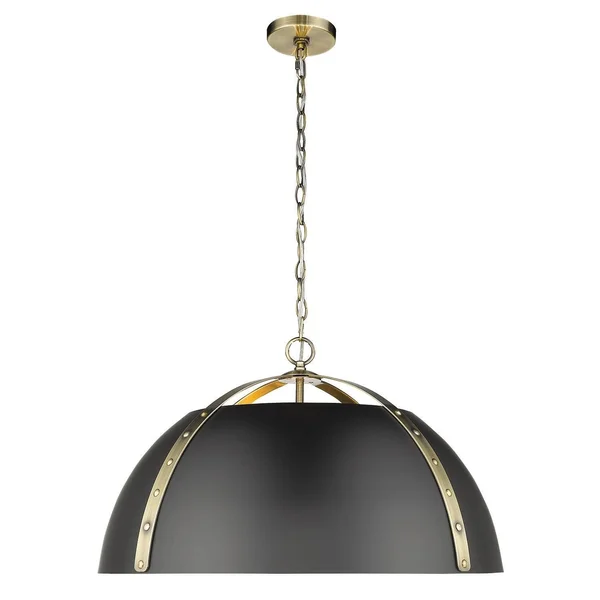 Golden Lighting 5 Light Pendant Matte White Shade Pewter Finish