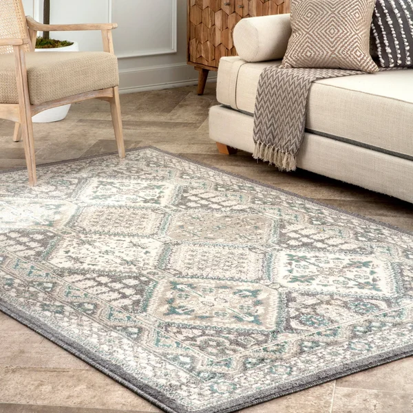 nuLOOM Vintage Tile Becca Charcoal 10 ft. x 14 ft. Area Rug - Grey