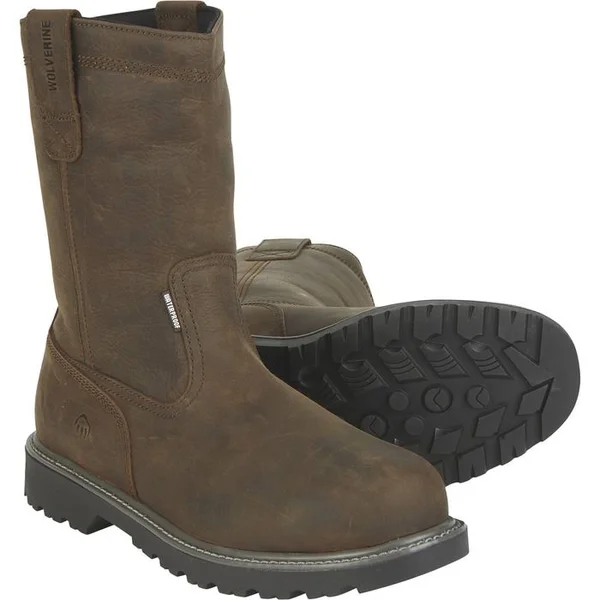 Men's Wolverine Floorhand Wellington Steel Toe Work Boot - Dark Brown - Size 8.5