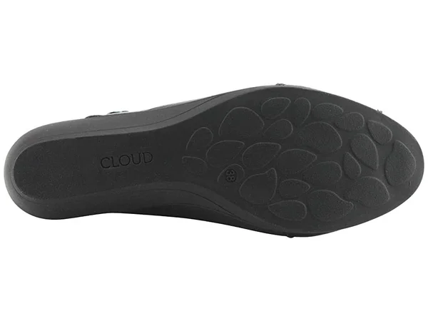Cloud Caliber Black Leather Flat (Women)