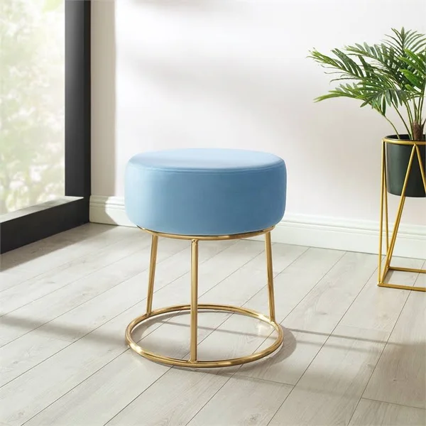 Riverbay Furniture Metal Accent Vanity Stool in Light Blue