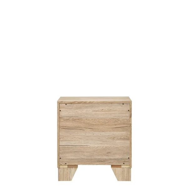 Transitional Miquell Rectangular Wood Nightstand with 2 Drawers - Oak