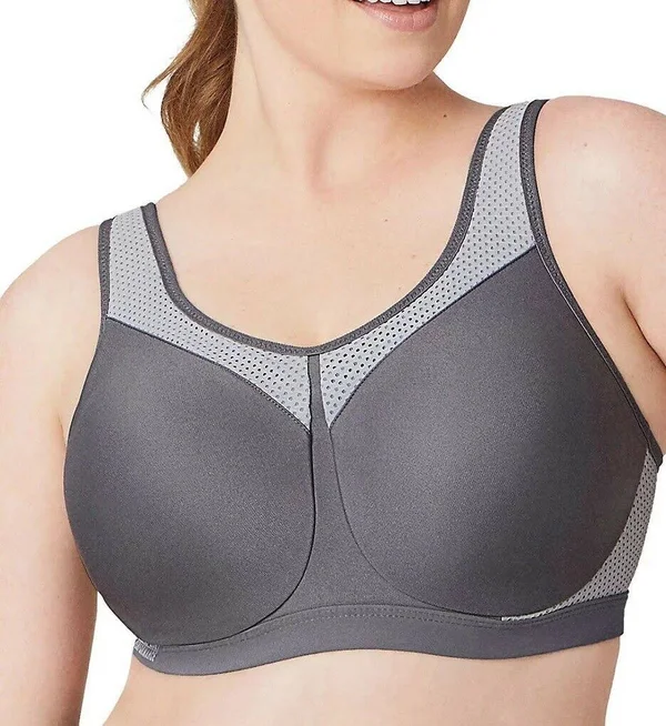 Glamorise High Impact Underwire Sports Bra 34H Gray - Brayola