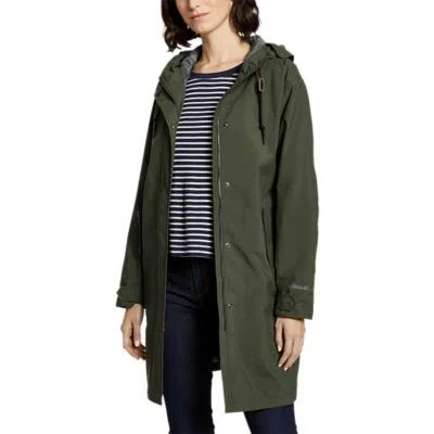 Eddie Bauer Women's Port Townsend Trench Coat Rain Jacket - Green - XL