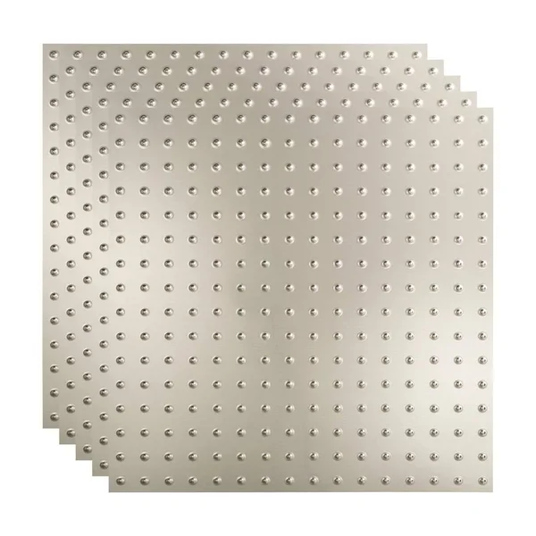 Fasade Minidome Decorative Vinyl 2ft x 2ft Lay in Ceiling Tile in Brushed Aluminum (5 Pack)